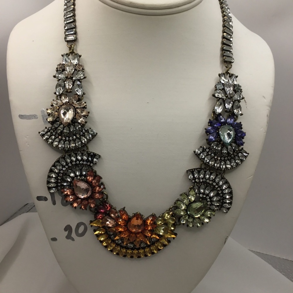 Multicolor vintage glass & silver metal Necklace
